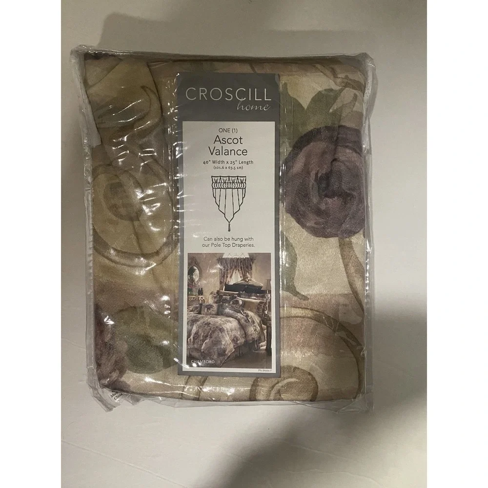 Croscill Home Ascot Single Valance With Tassel  40x25 Amethyst Chambord NEW